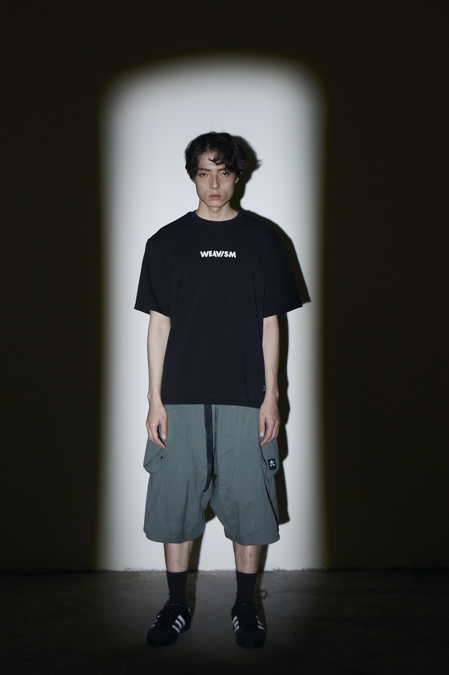 立體袋膝下飛鼠褲- 灰綠