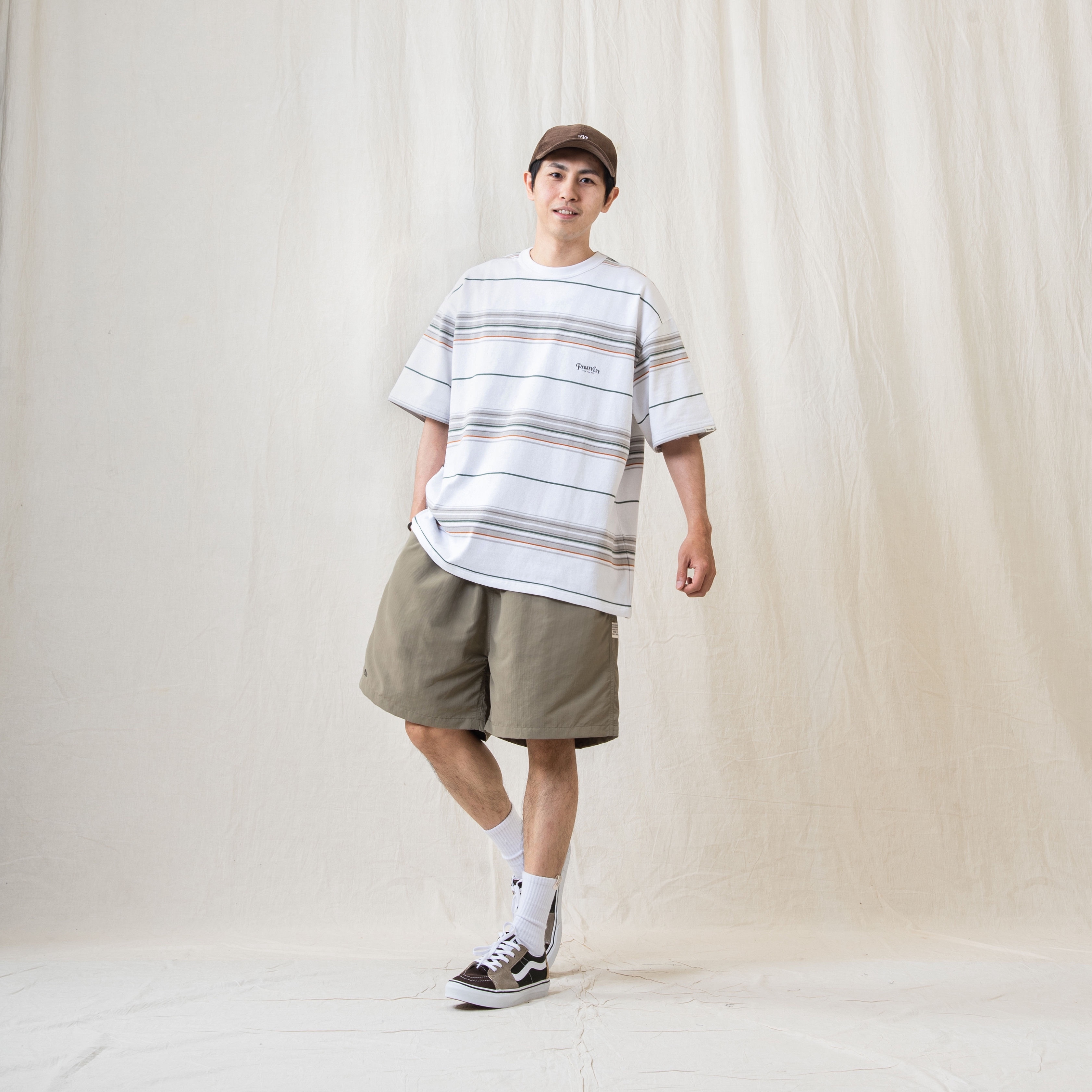Persevere Asymmetrical Stripe T-Shirt 短袖條紋黑藍白灰