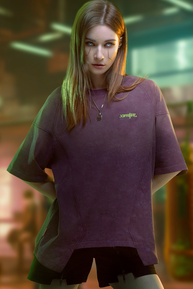 不作惡「街拳反應生態服-夜光」賽博朋克街頭寬鬆水洗蠟染短袖T卹