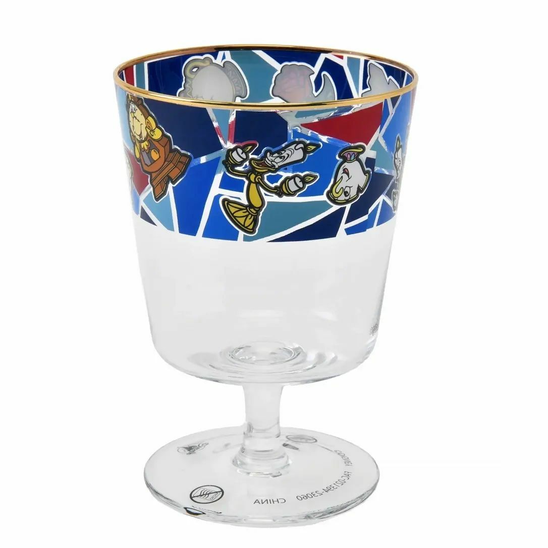 JDS Beauty and the Beast Glass Goblet Stained Glass Pattern Drinkware