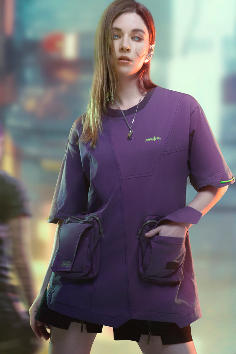 不作惡「擴容生態服」賽博朋克街頭寬鬆多口袋不對稱短袖T卹