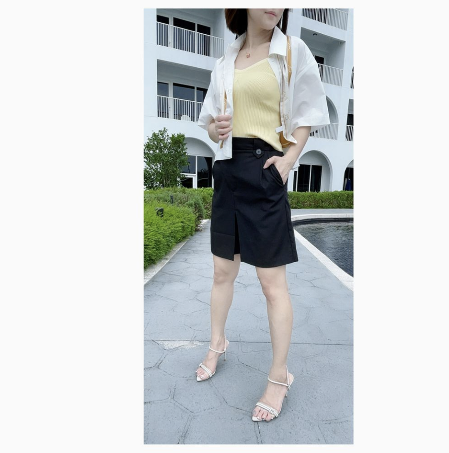 韓版不對稱雙釦褲裙