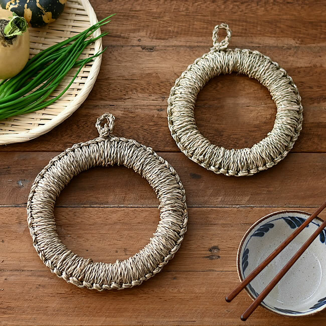 天然草繩編織 隔熱墊｜日本い草の鍋敷き