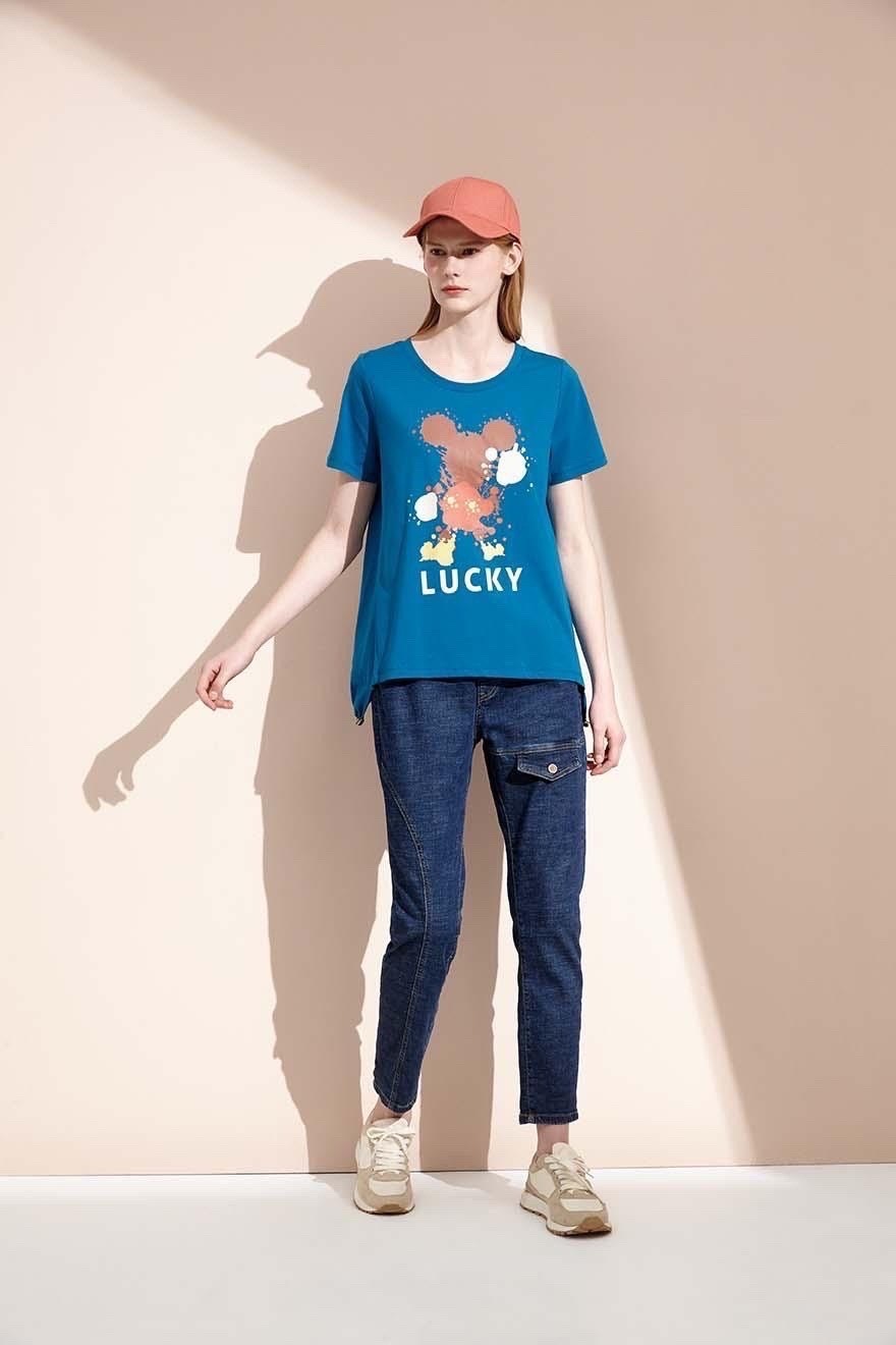 時尚噴墨迷彩造型修身棉T S6771