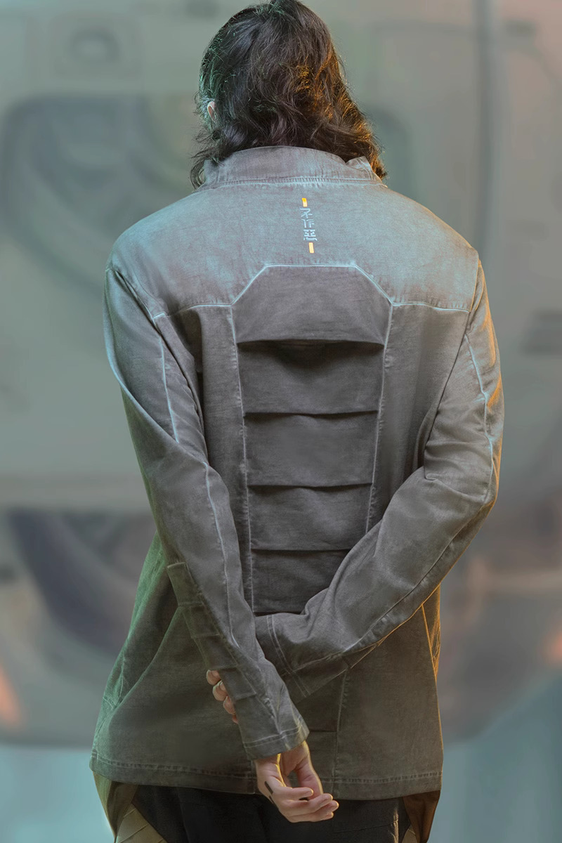 不作惡「矩陣特攻長卹」賽博朋克立體剪裁修身染色水洗長袖T卹