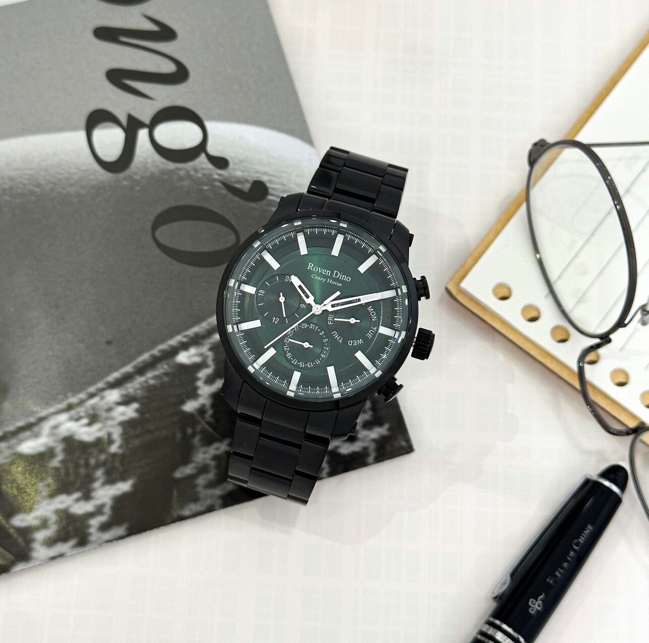 【Roven Dino羅梵迪諾】金牌特務三眼時尚腕錶 RD6090B-GE 45mm 現代鐘錶