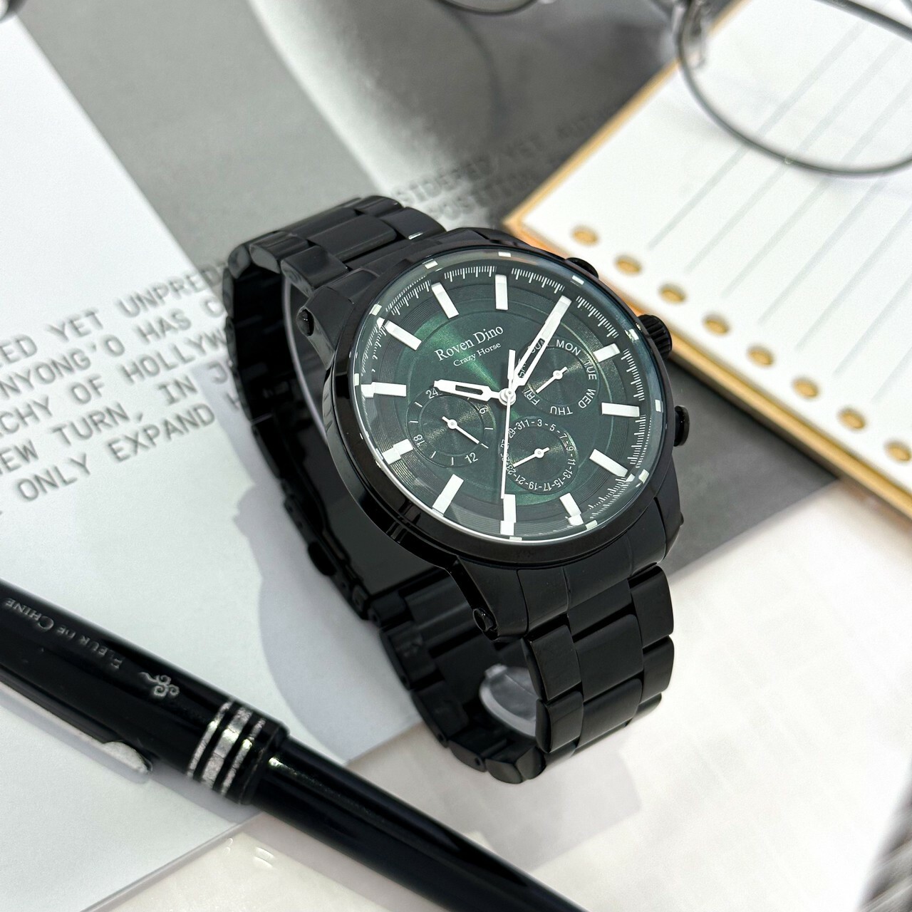 【Roven Dino羅梵迪諾】金牌特務三眼時尚腕錶 RD6090B-GE 45mm 現代鐘錶