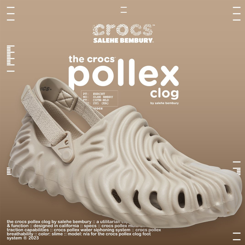 SALEHE BEMBURY x CROCS POLLEX CLOG 奶茶淺咖啡指紋鞋207393