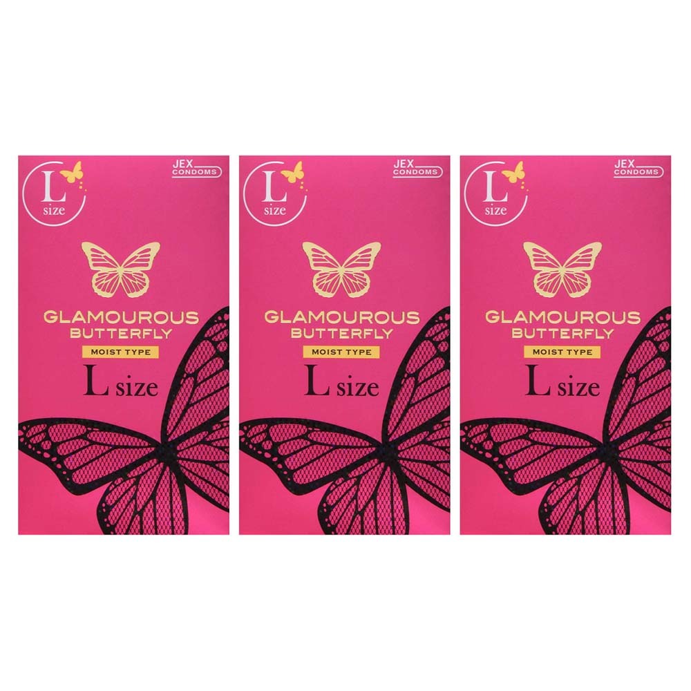 日本JEX 魅力蝴蝶 滋潤型 大碼 乳膠安全套（8片裝）三盒裝