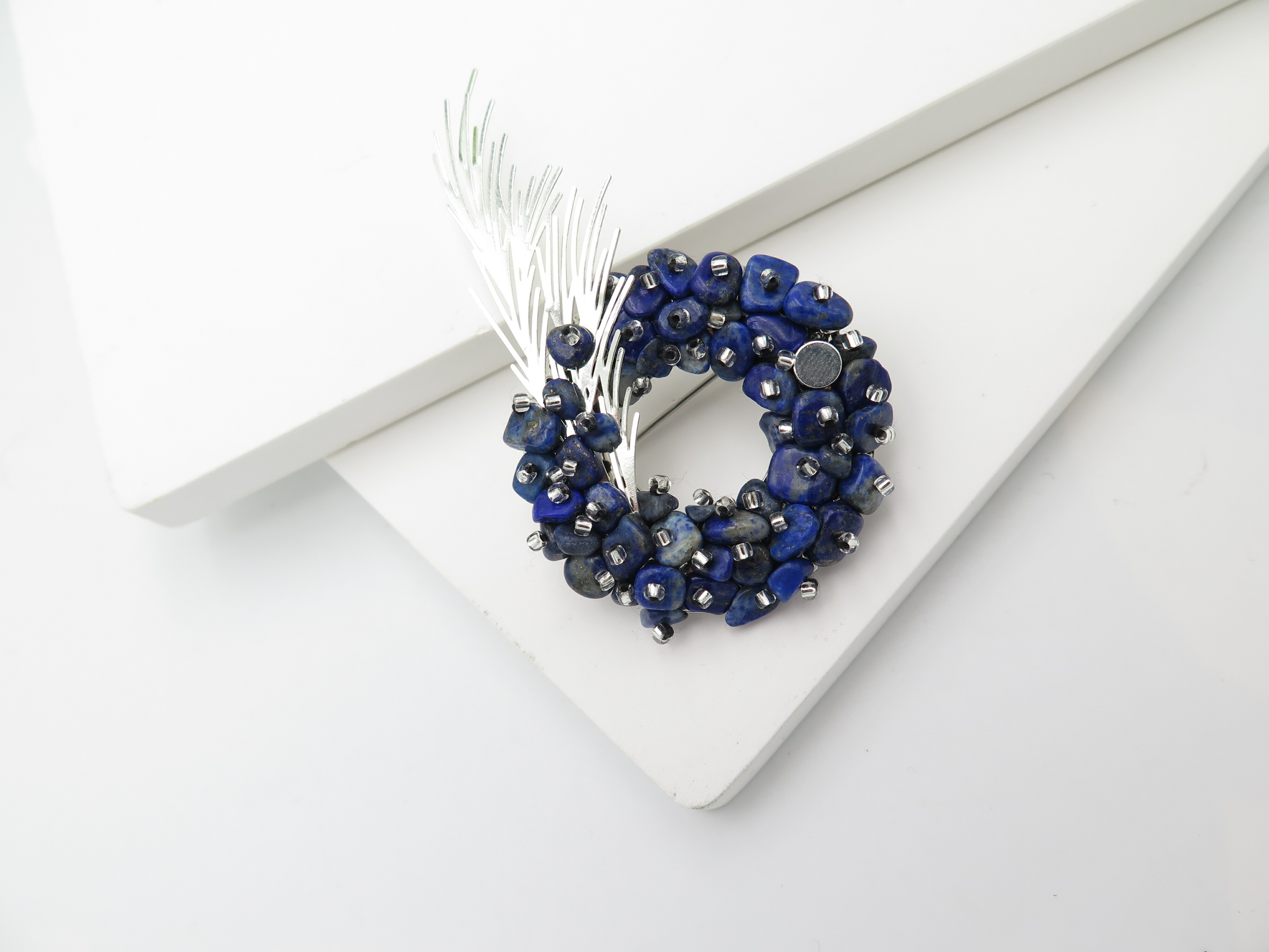 COLE COOL Natural lapis lazuli feather Brooch Japanese style best gift