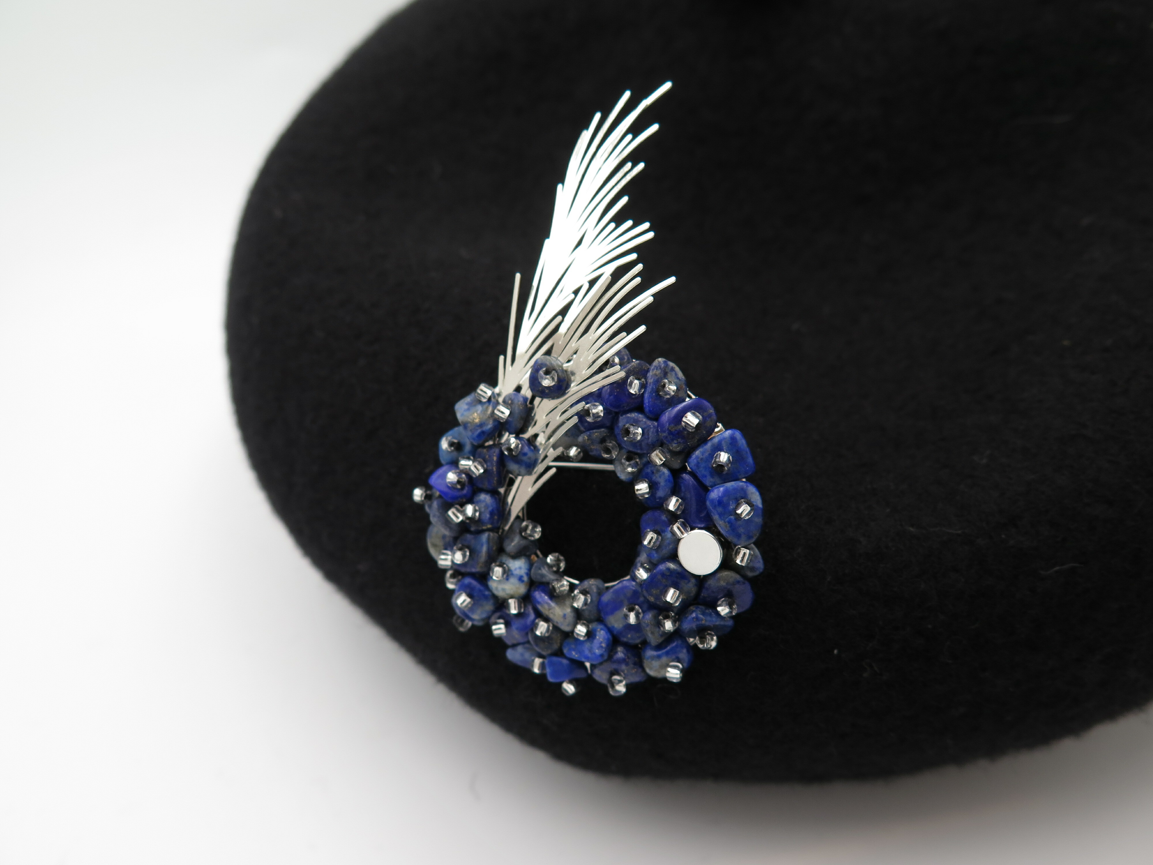COLE COOL Natural lapis lazuli feather Brooch Japanese style best gift