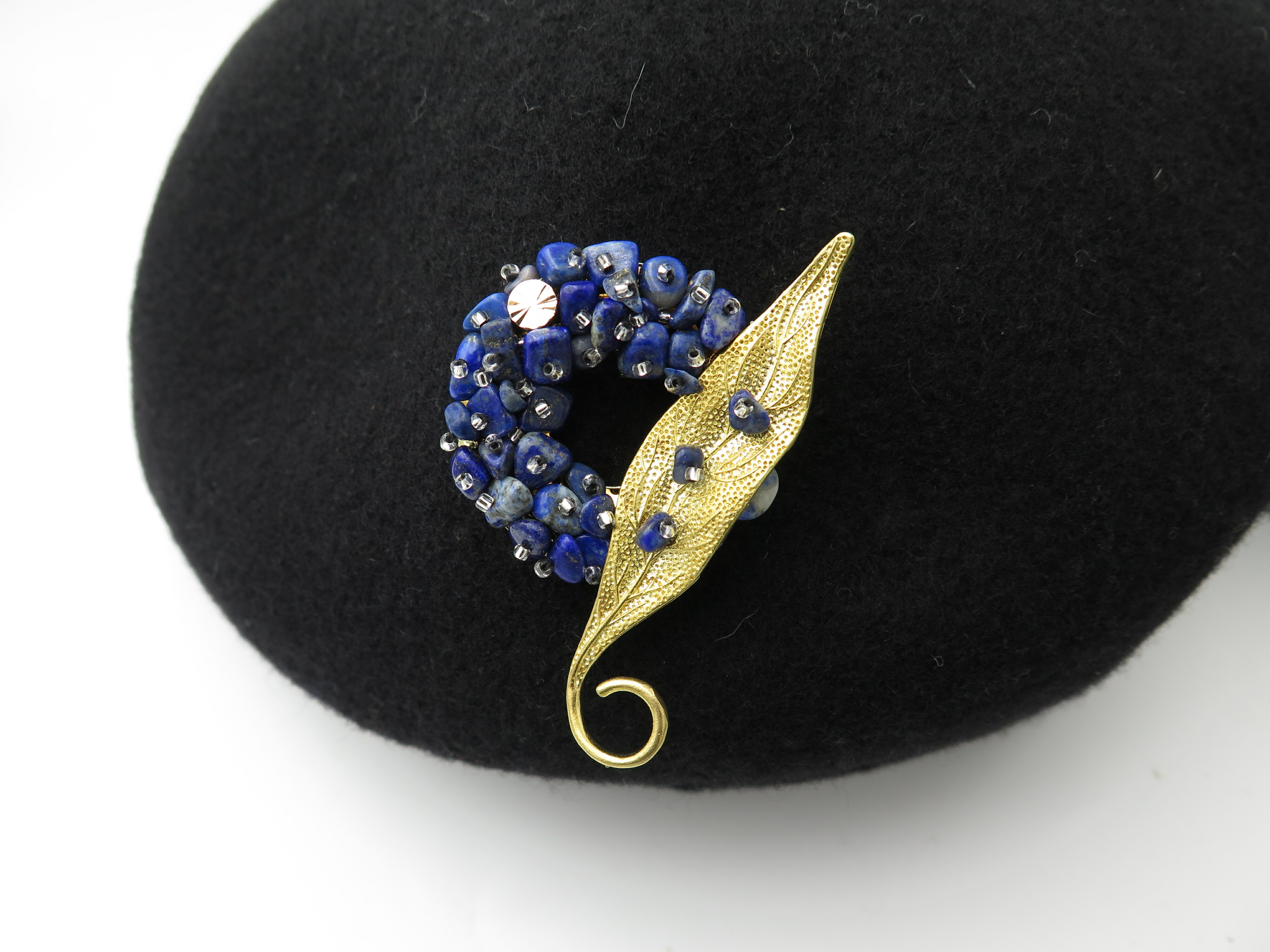 COLE COOL Natural lapis lazuli leaf Brooch Japanese style best gift