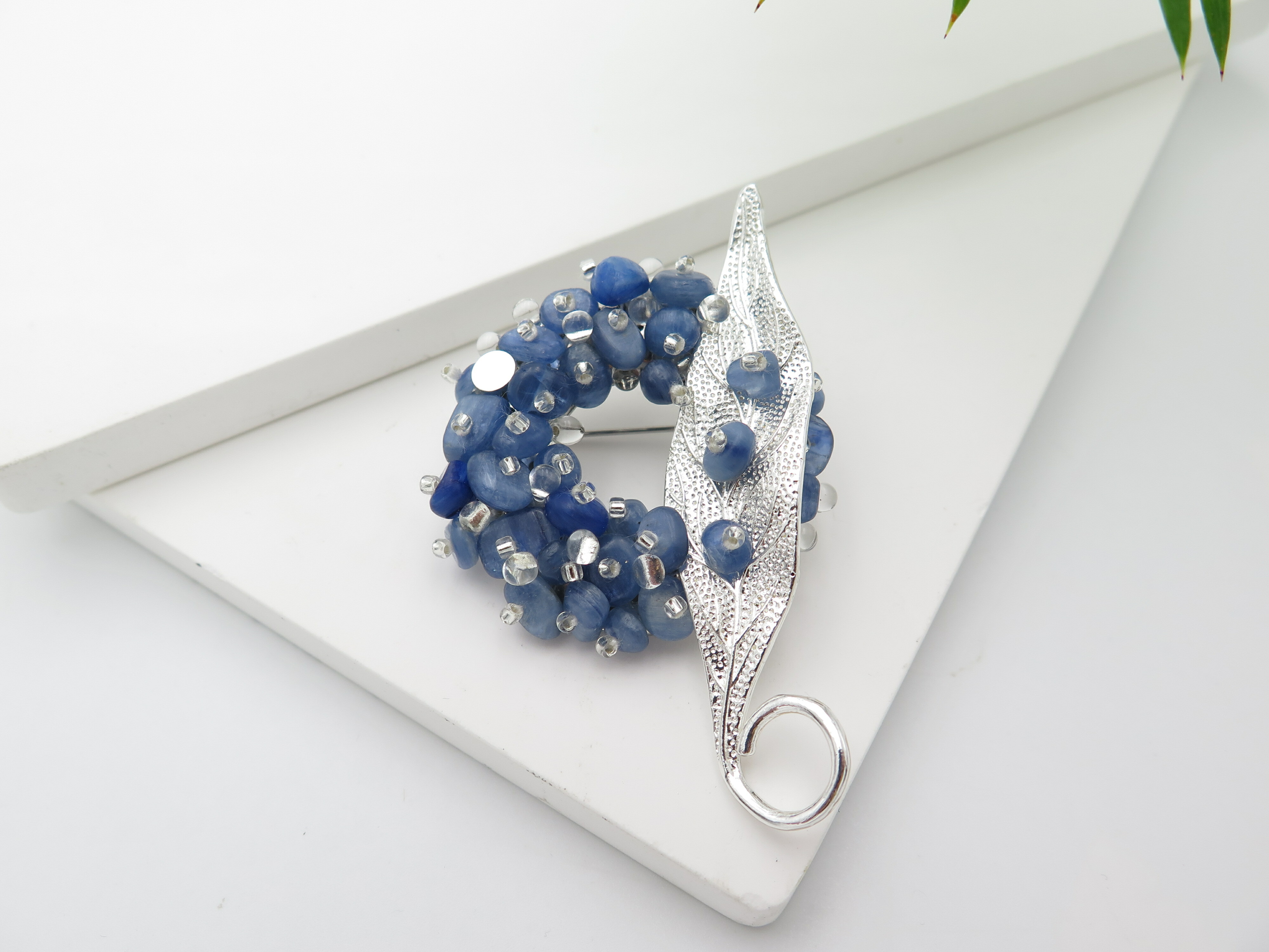 COLE COOL Natural blue stone leaf Brooch Japanese style best gift
