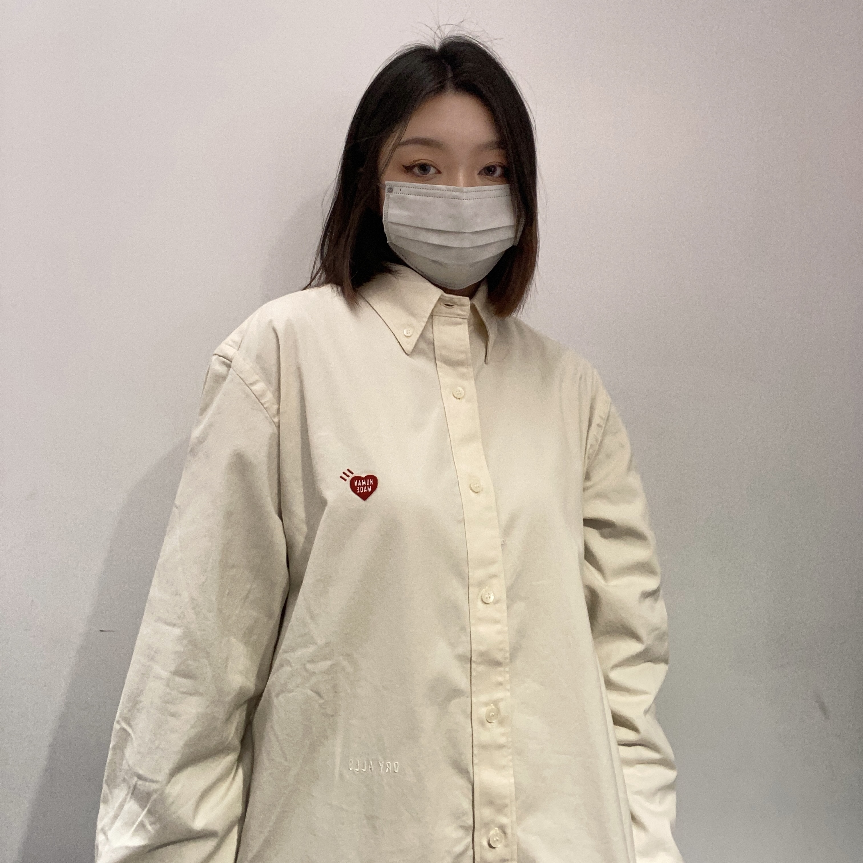Human Made Heart Chino Button Down Shirt White (HM23SH001)