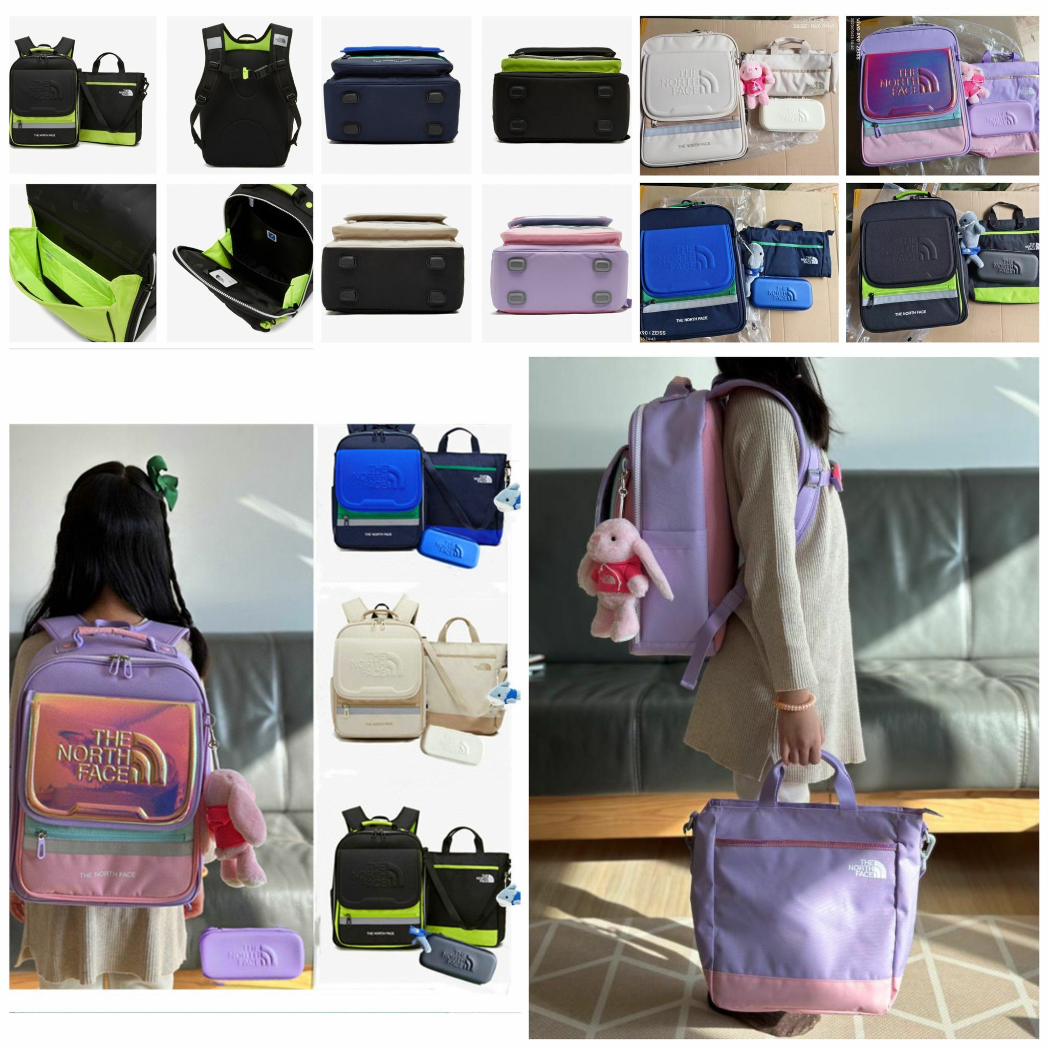 2023新款TNF兒童書包+輔助包套裝掛件兔子海豚-2300426