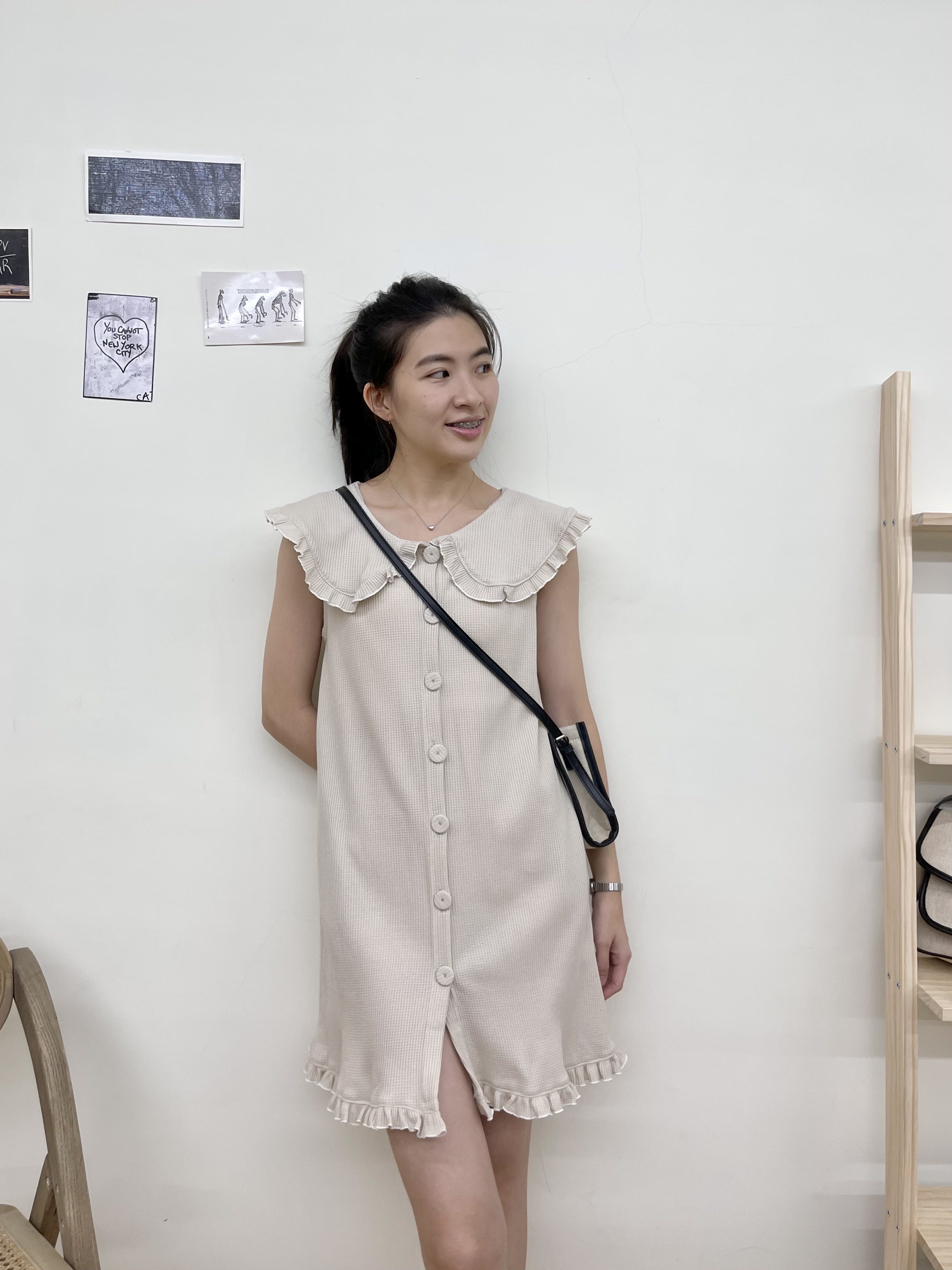 華夫格娃娃領洋裝