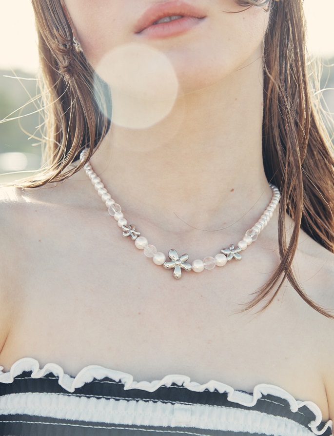 【VINTAGE HOLLYWOOD】Oxalis Flower Necklace ネックレス Vintage Hollywood Oxalis Flower Pearl Necklace