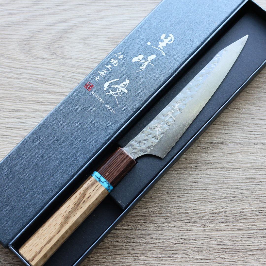 黑崎優 閃光 鋭 蔬果刀 130mm SG2粉末HSS鋼 綠松石環柄