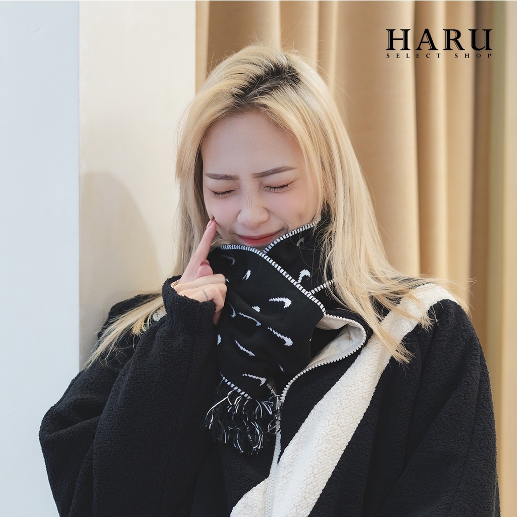 特價現貨 NIKE SWOOSH 滿版小勾 雙面勾勾 保暖圍巾 黑白 豆沙粉 DC8688-010-631