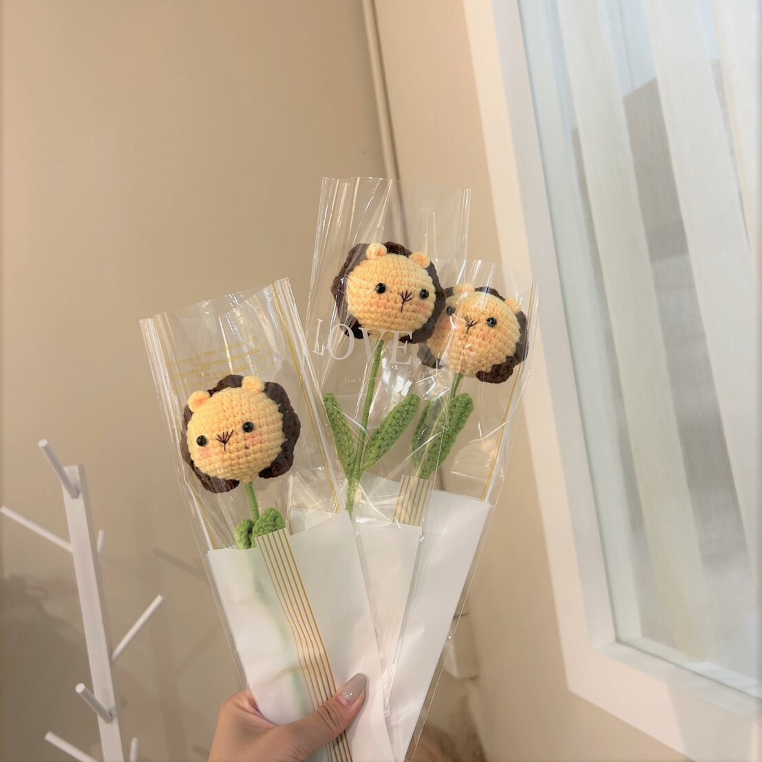 《2461》可愛小獅子手工編織花(單支)