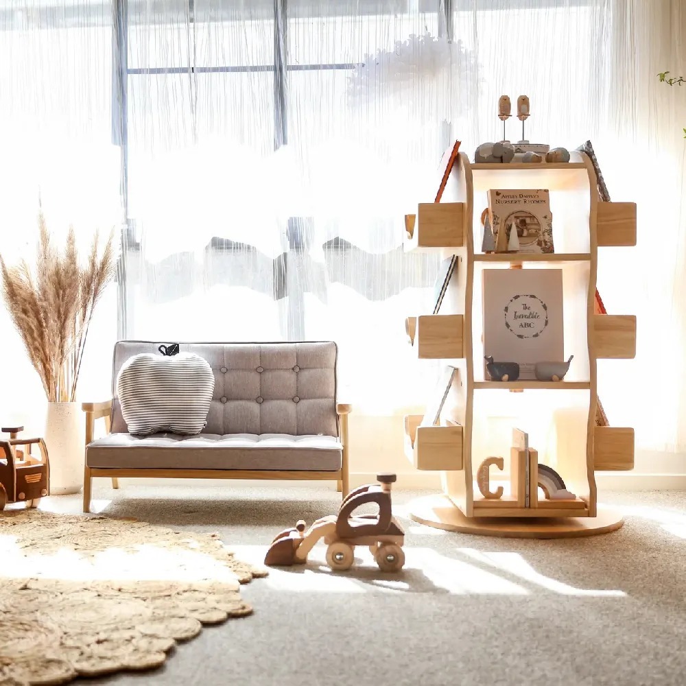 MesaSilla 專利實木旋轉收納書櫃