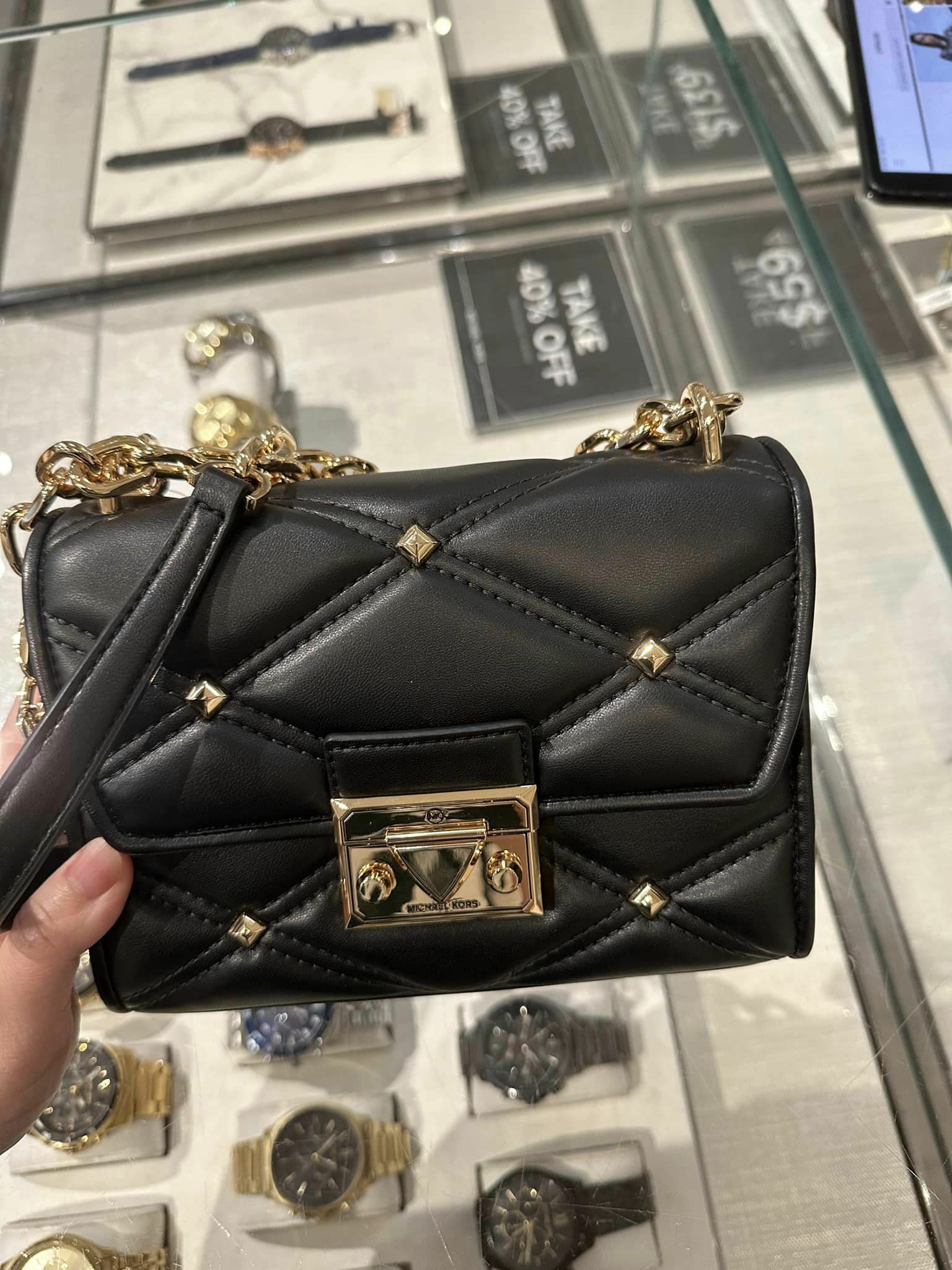 預購】Michael Kors Z21384 小金點香風手袋(黑色)