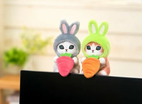 Mofusand貓 6月新款 灰兔/綠兔拎蘿蔔公仔
