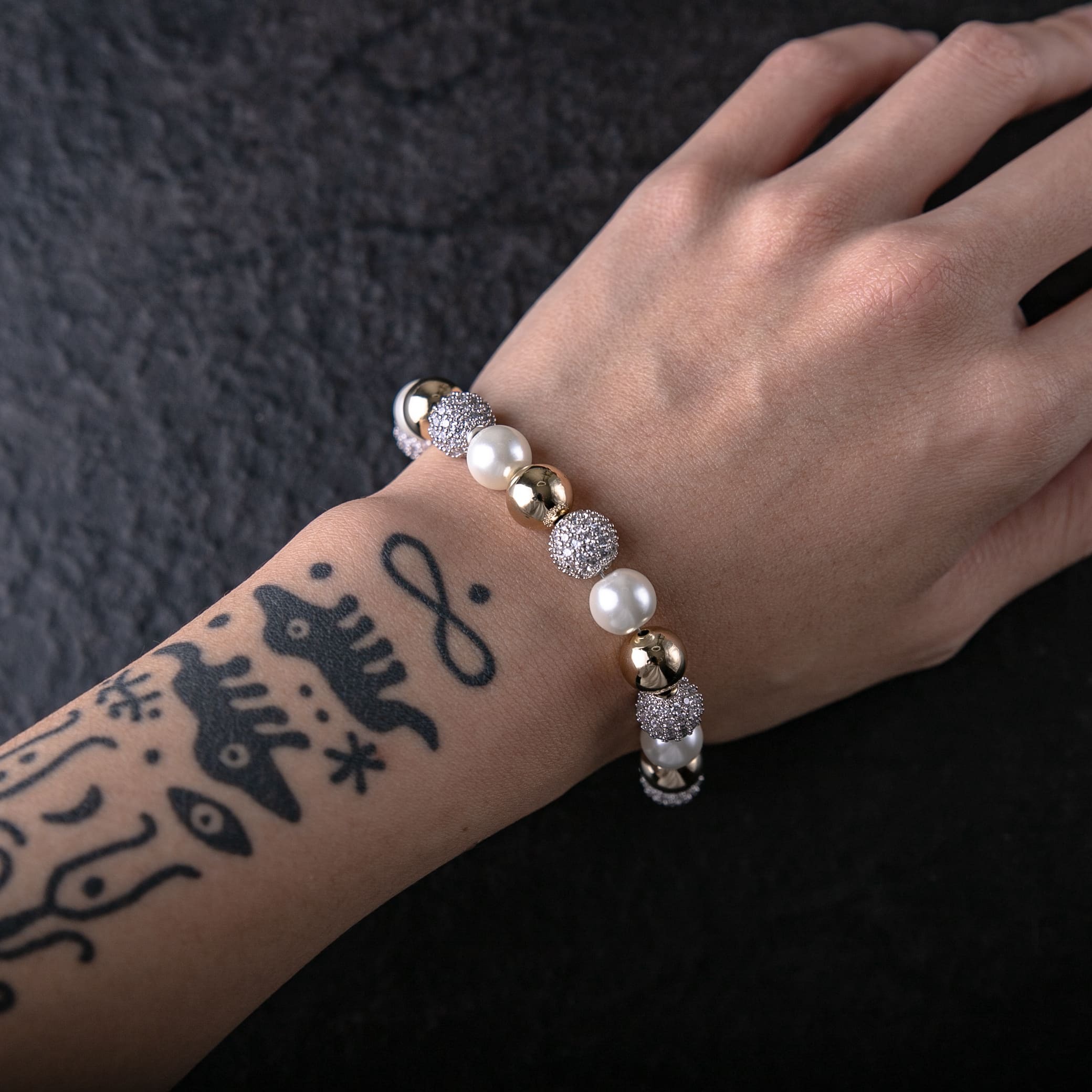 滿鑲圓珠珍珠手鍊