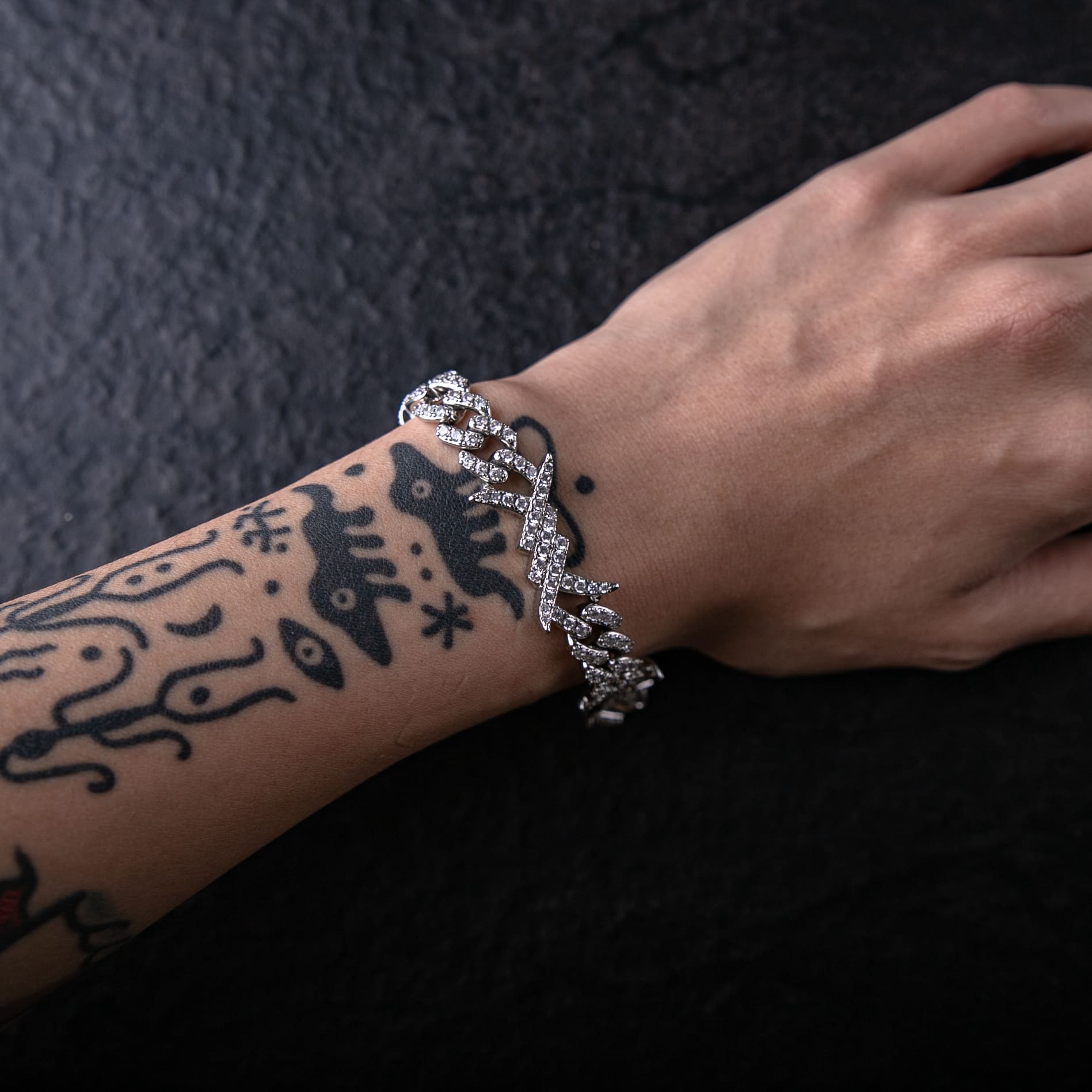 15mm滿鑲荊棘古巴手鍊