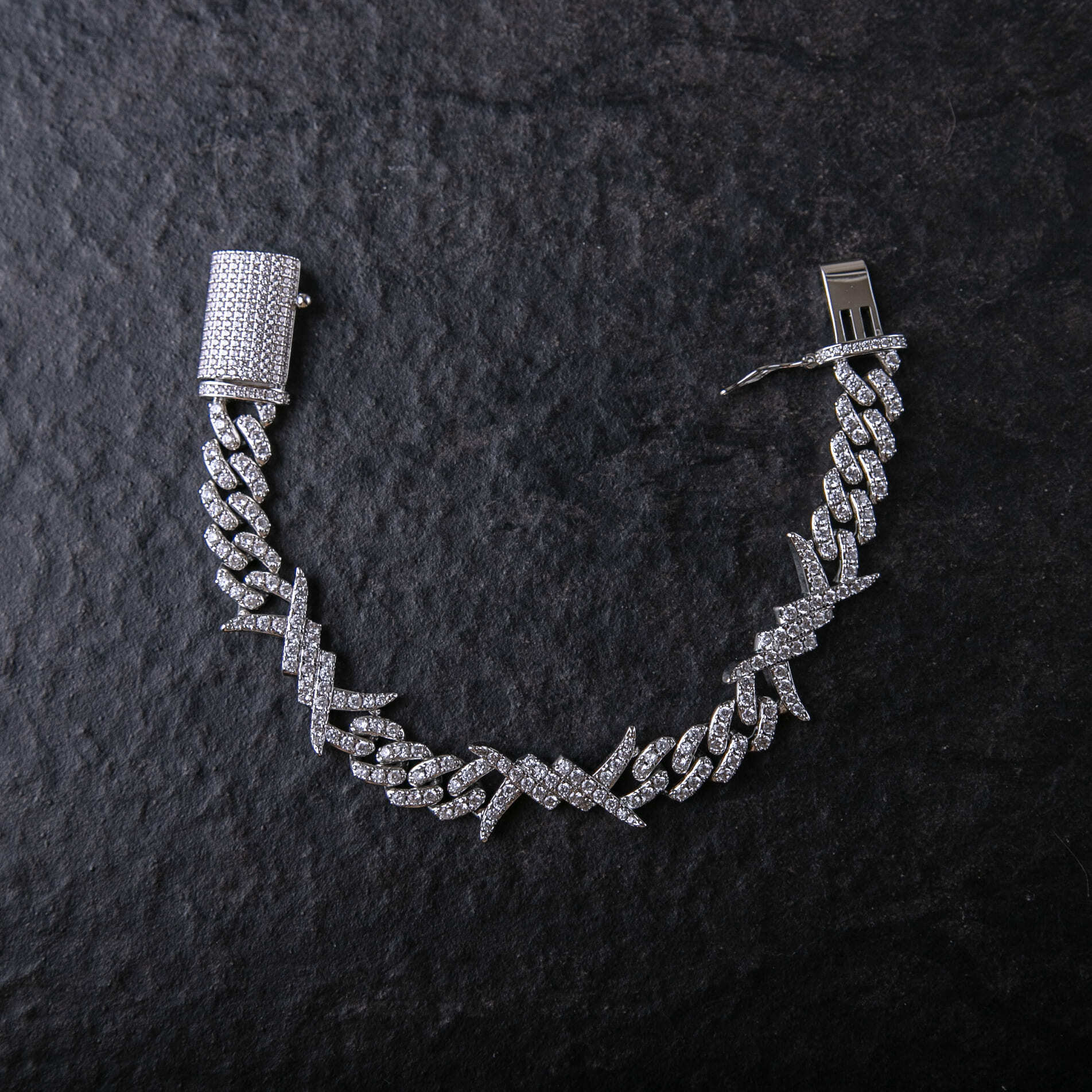 15mm滿鑲荊棘古巴手鍊