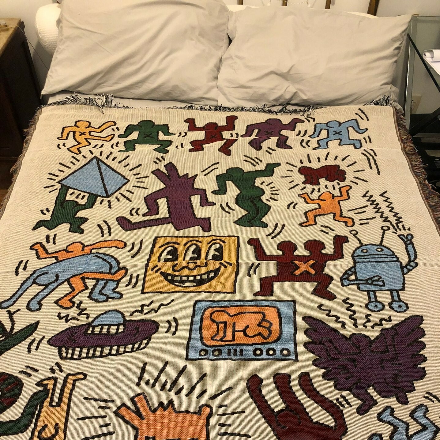 《2465》美式搞怪塗鴉小蓋毯130*160