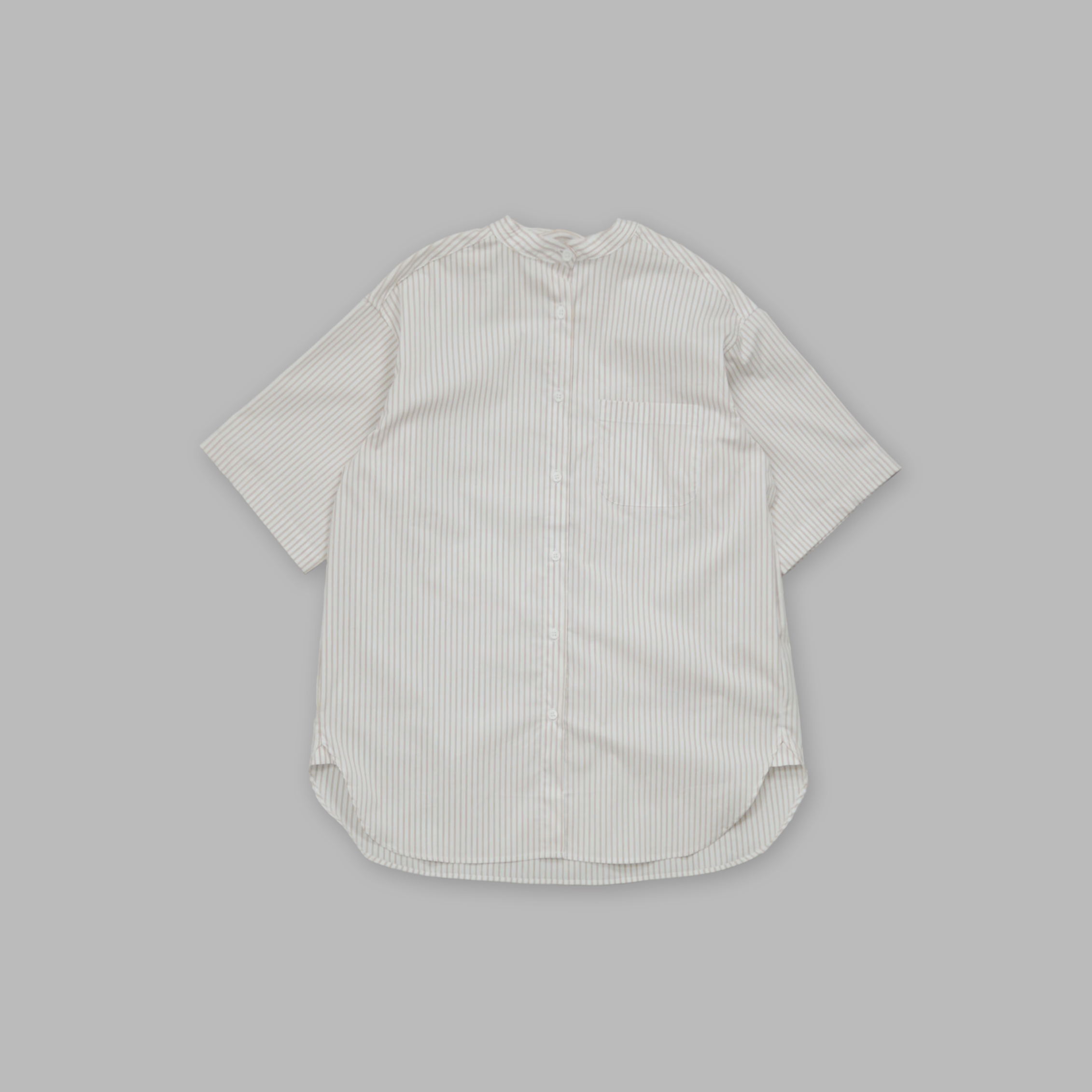 J.P.L. 立領半袖豎紋弧形襯衫 ╭ 2色 ╮