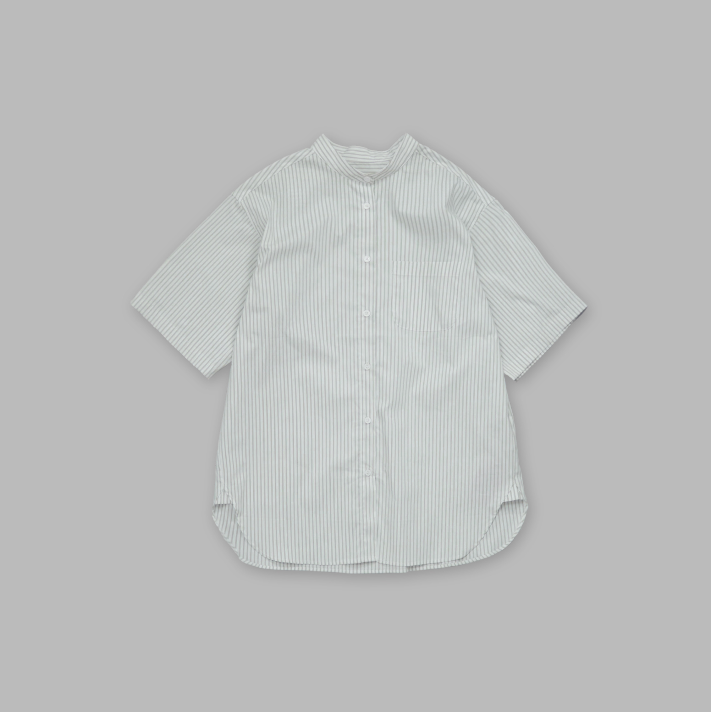 J.P.L. 立領半袖豎紋弧形襯衫 ╭ 2色 ╮