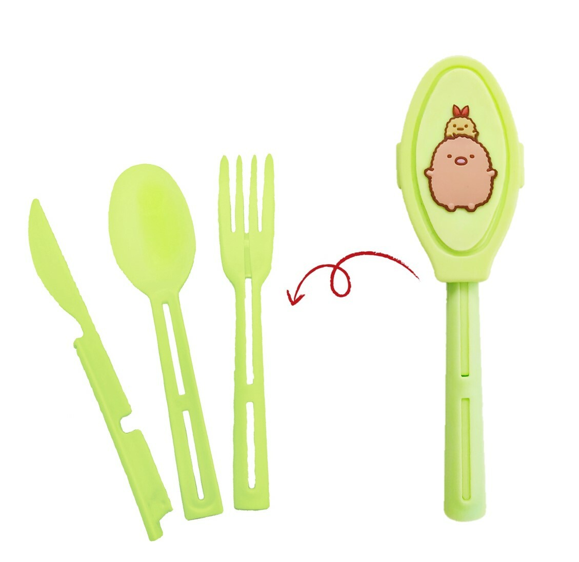 角落生物 便攜式3P餐具套裝(叉,匙,刀)