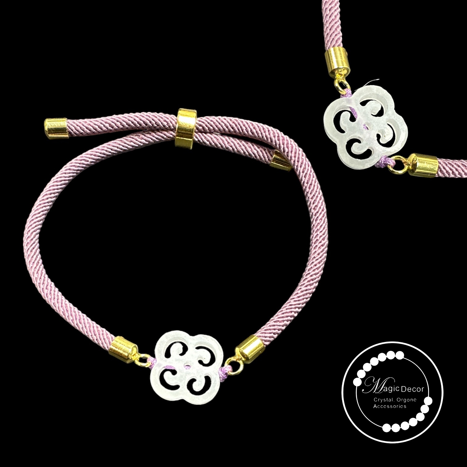 250405 - C89 羊脂白玉如意結紫色手工編織手繩