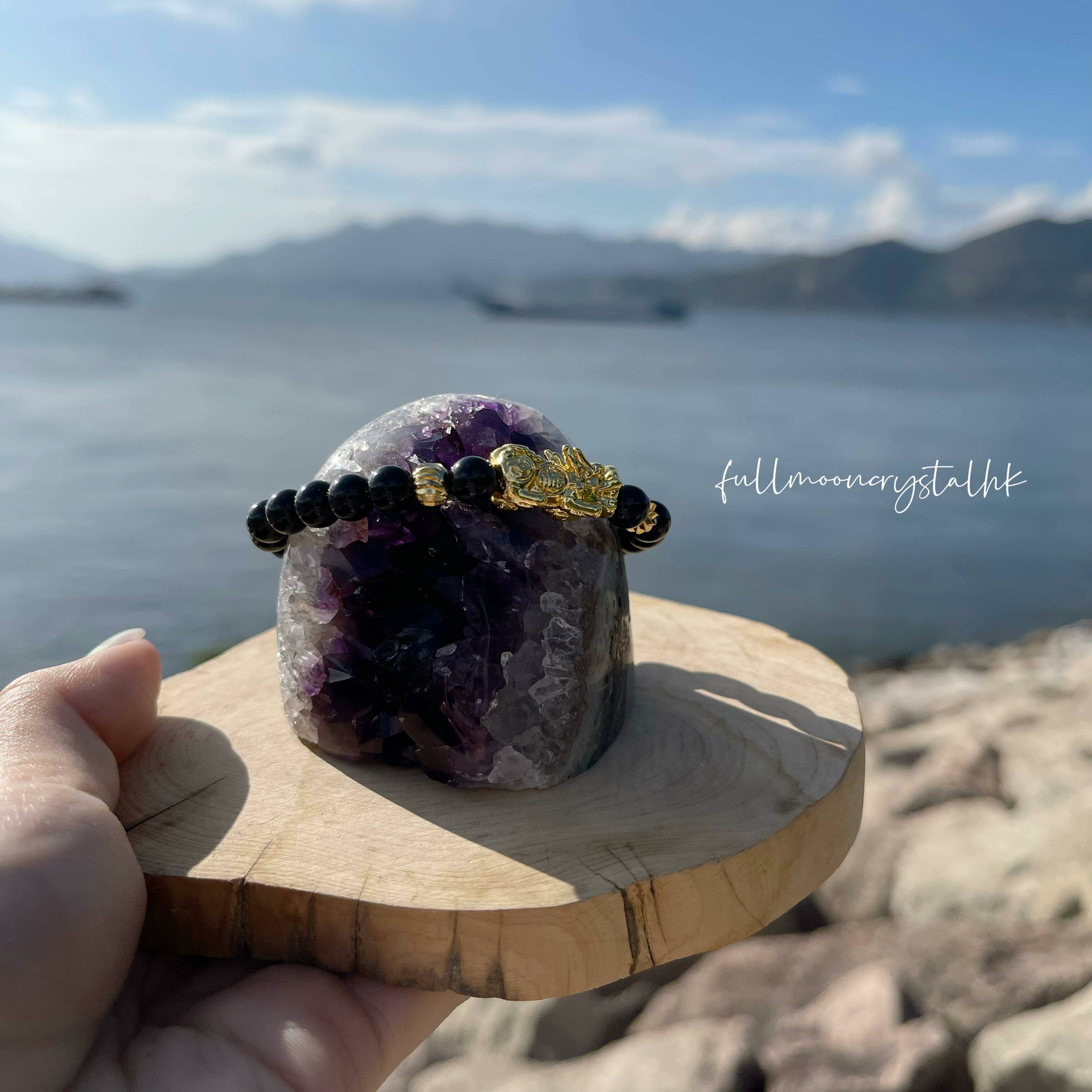 仿金貔貅黑曜石手串