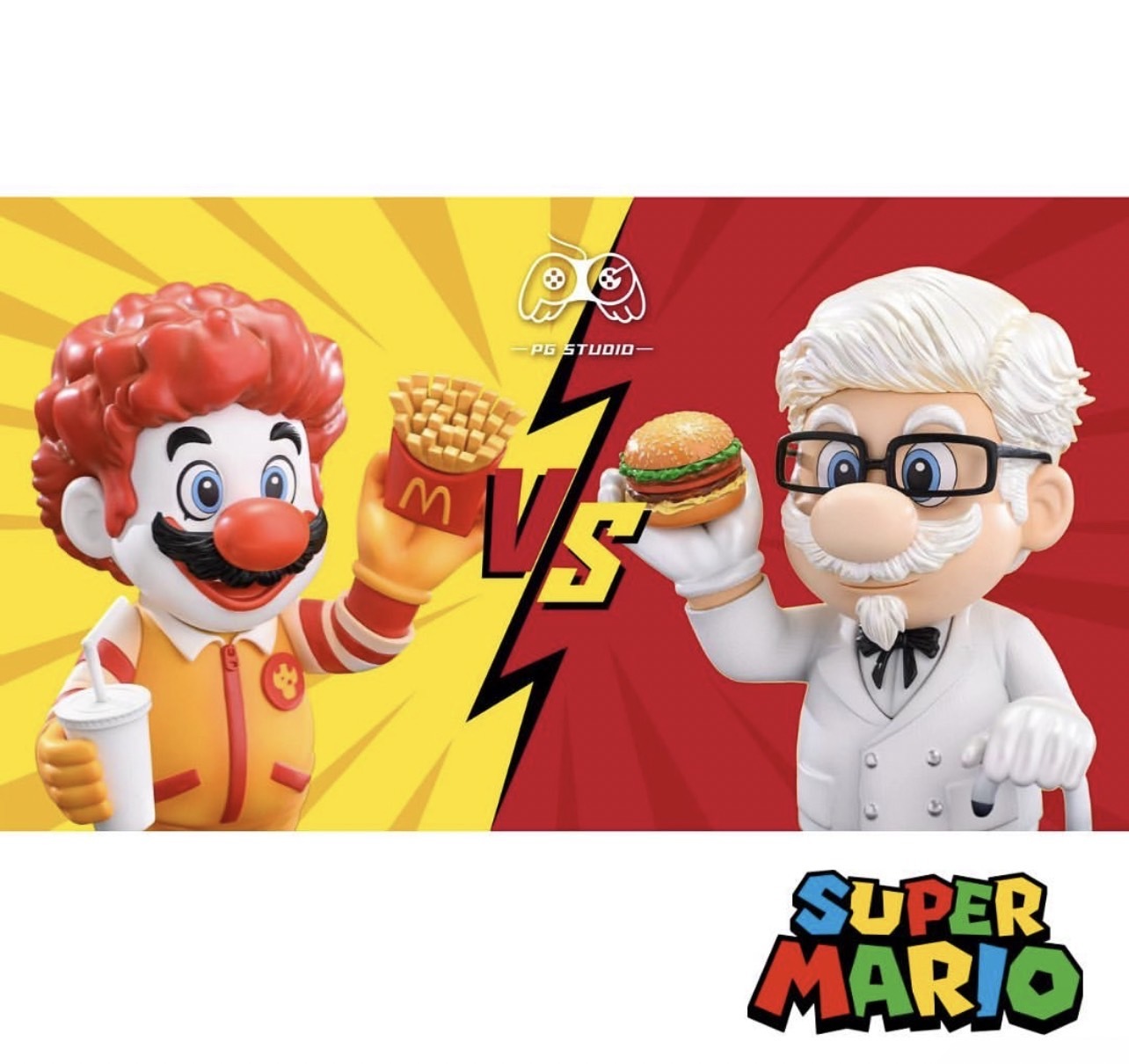 超級瑪利歐 麥當當叔叔 vs 炸雞爺爺 翻玩系列 公仔 玩偶