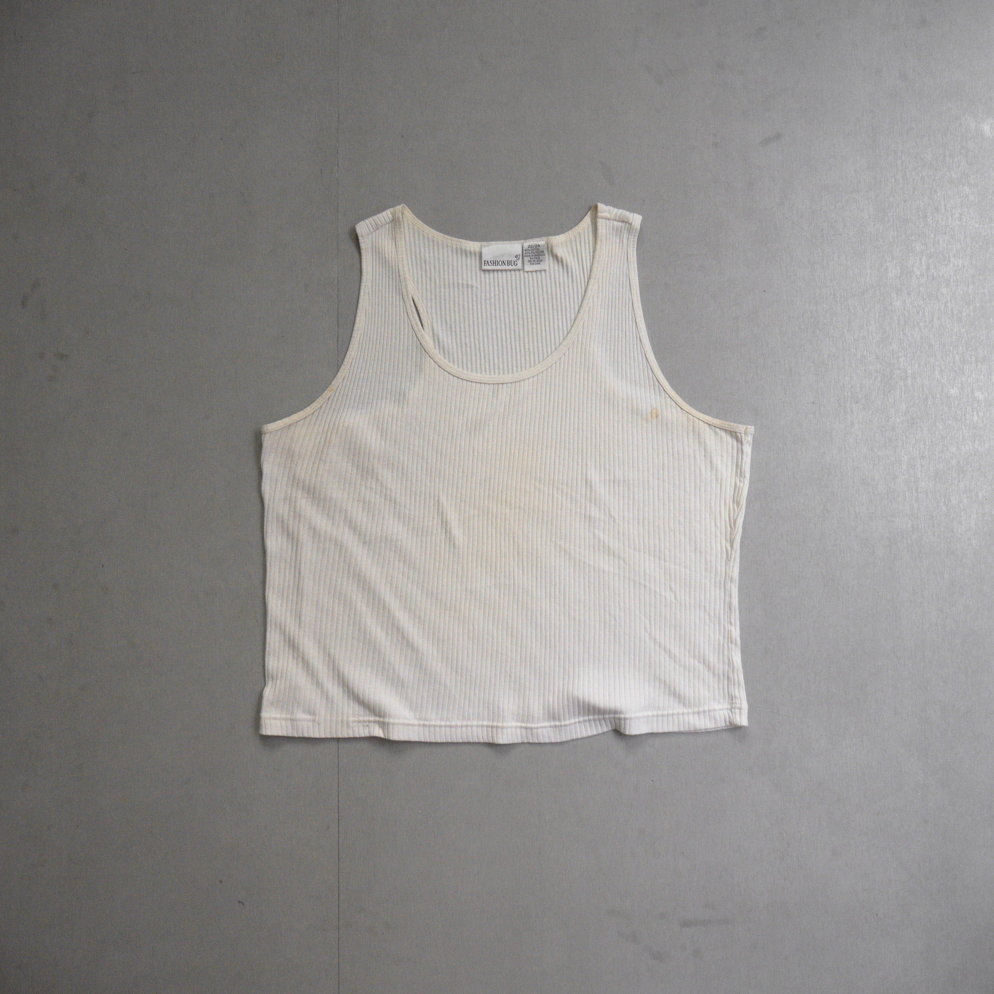 VINTAGE WMN TOPS 女裝 白色 條紋 無袖 寬版 背心 上衣