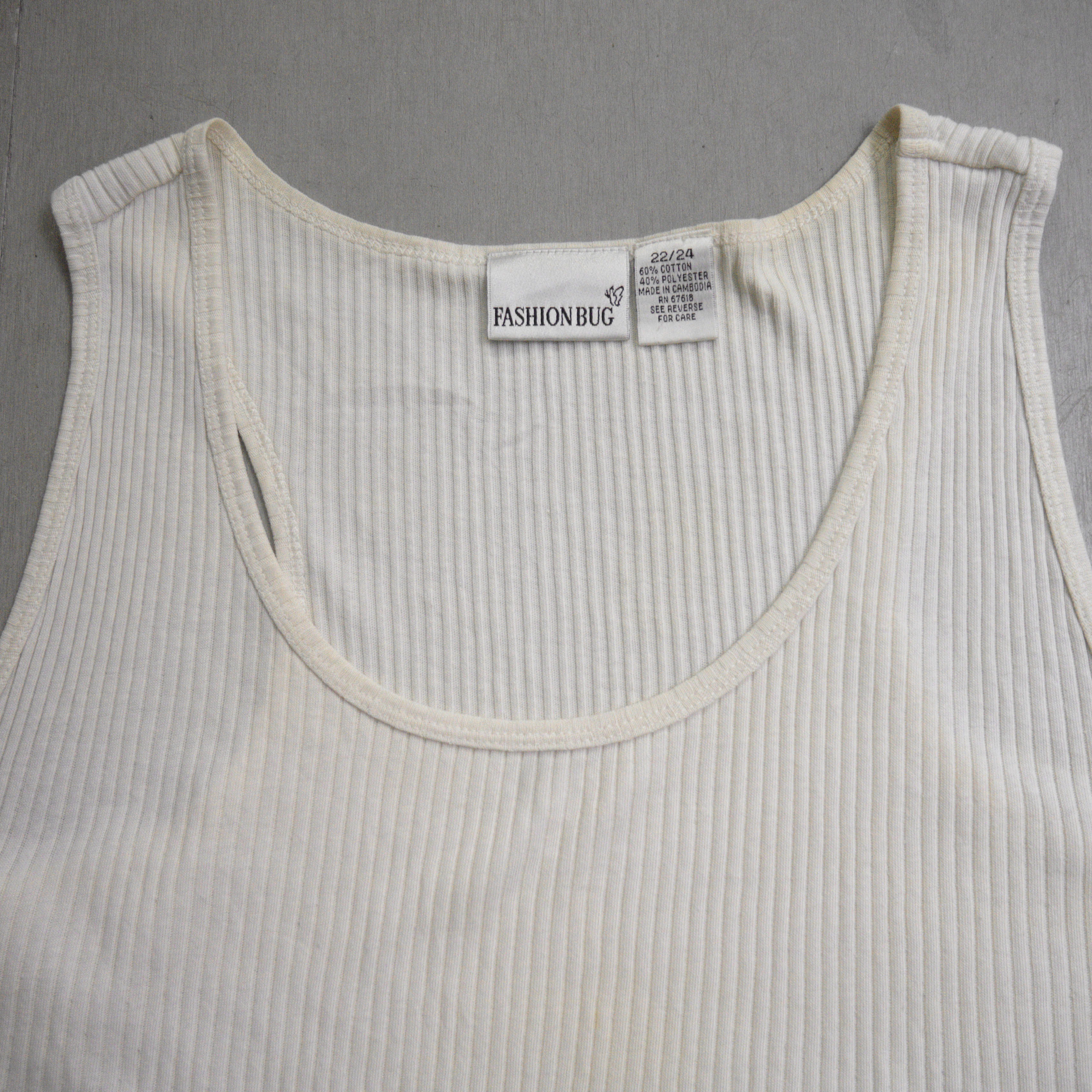 VINTAGE WMN TOPS 女裝 白色 條紋 無袖 寬版 背心 上衣