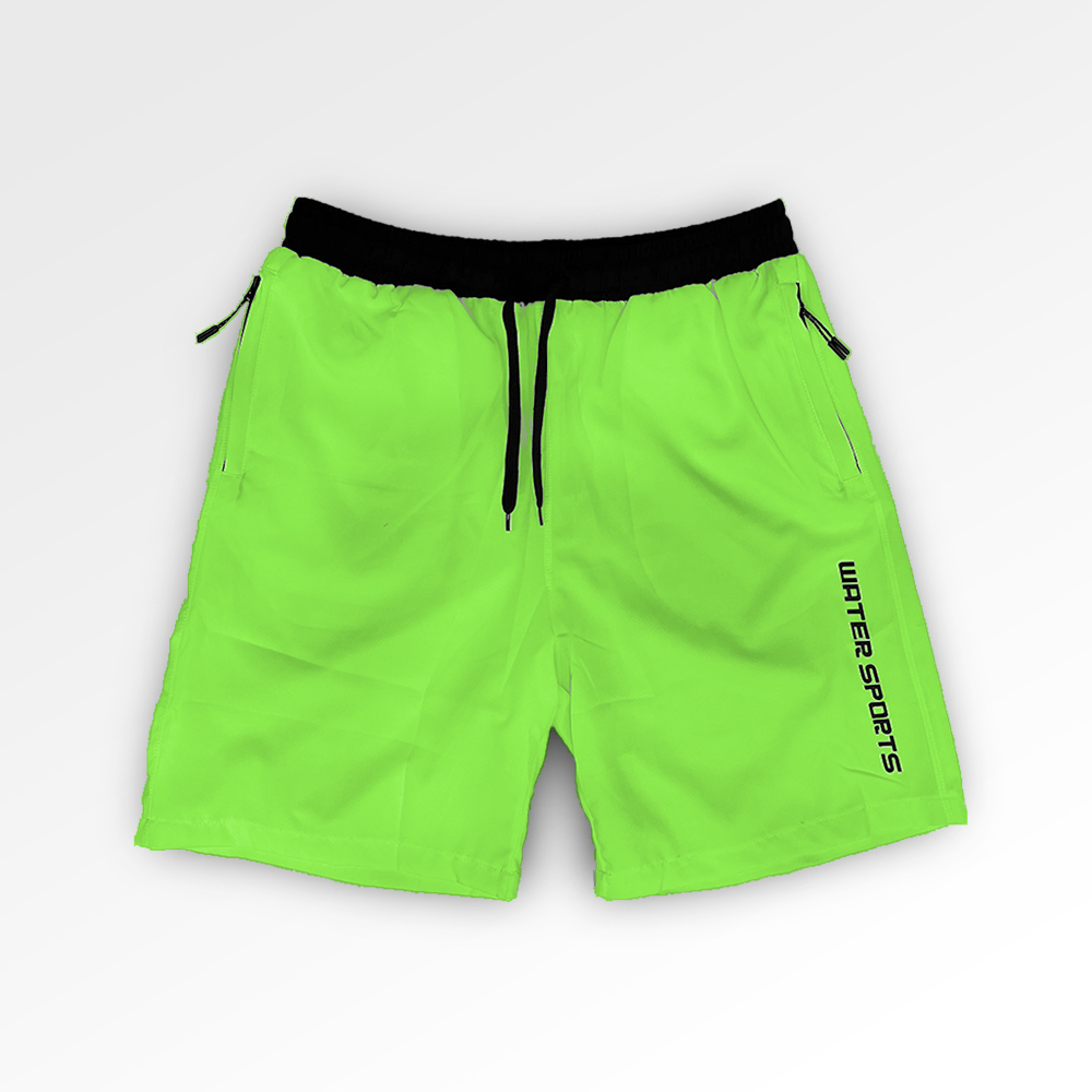 男士 SOLID 雙層速乾沙灘短褲 - 熒光綠