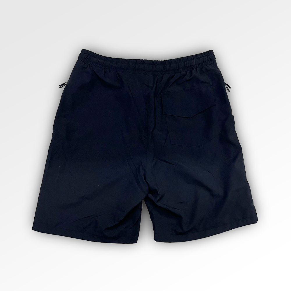 男士 SOLID 雙層速乾沙灘短褲 - 黑