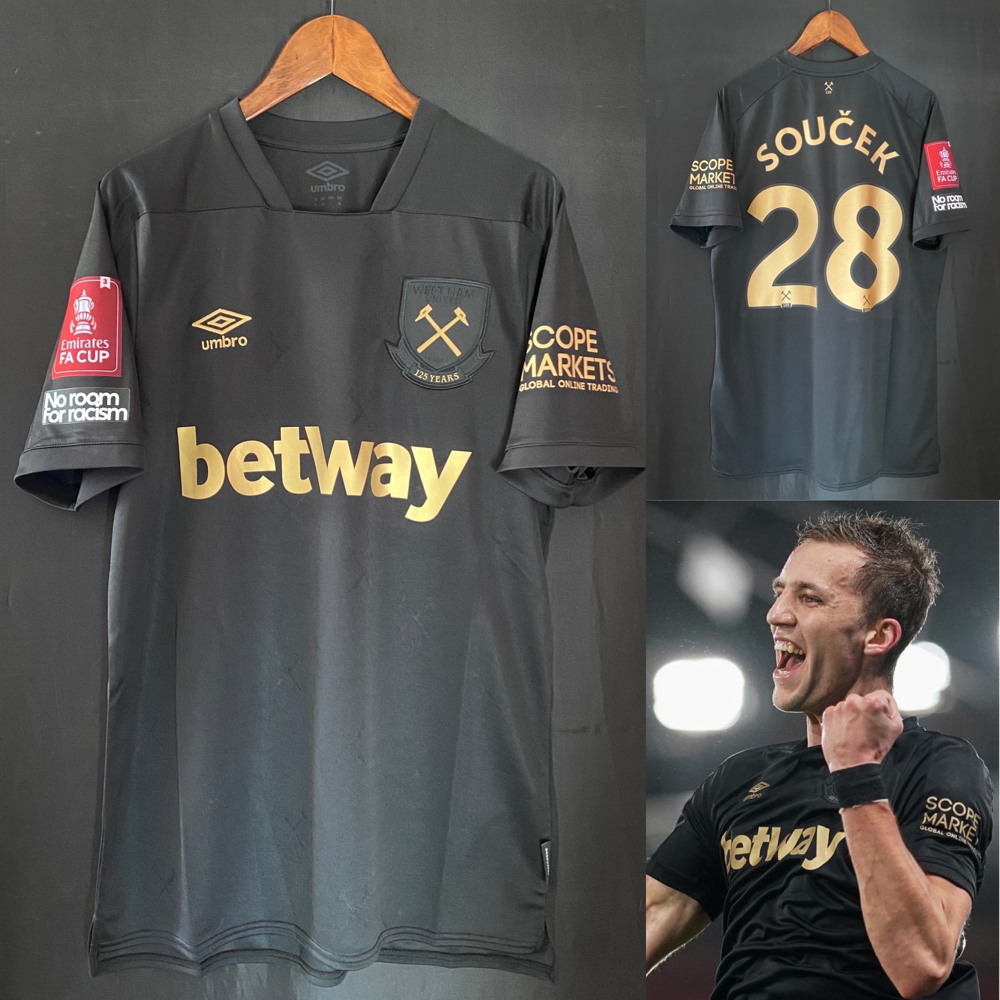 (全新有牌) 韋斯咸 2020-2021 Umbro 黑金125周年二客球衣 #28 SOUCEK