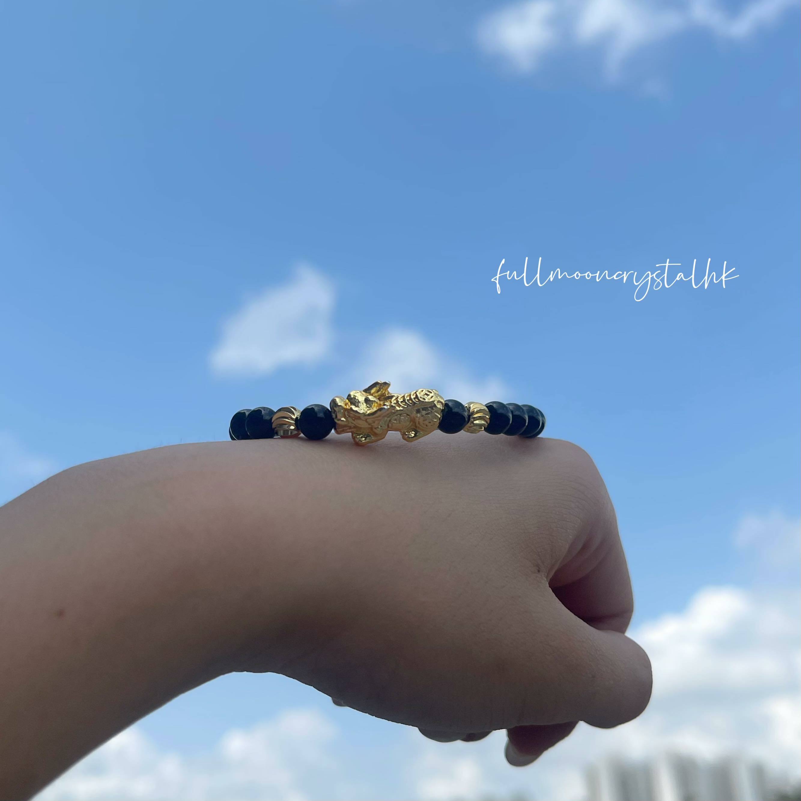 仿金貔貅黑曜石手串