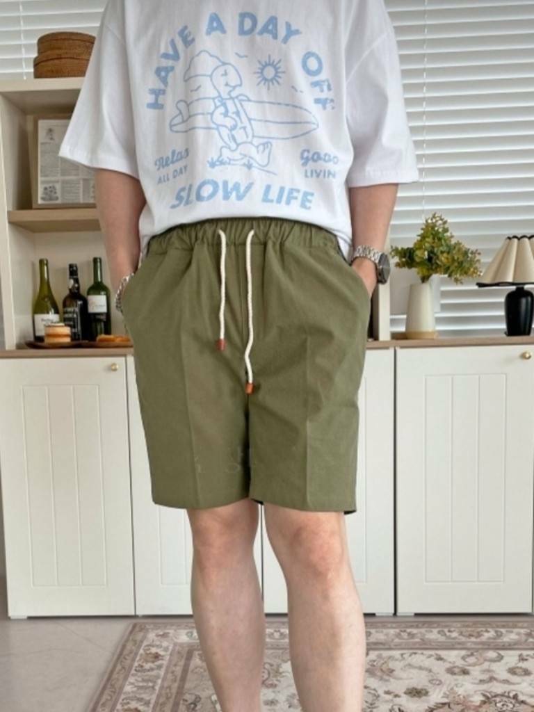 Wood Tip修身亞麻短褲