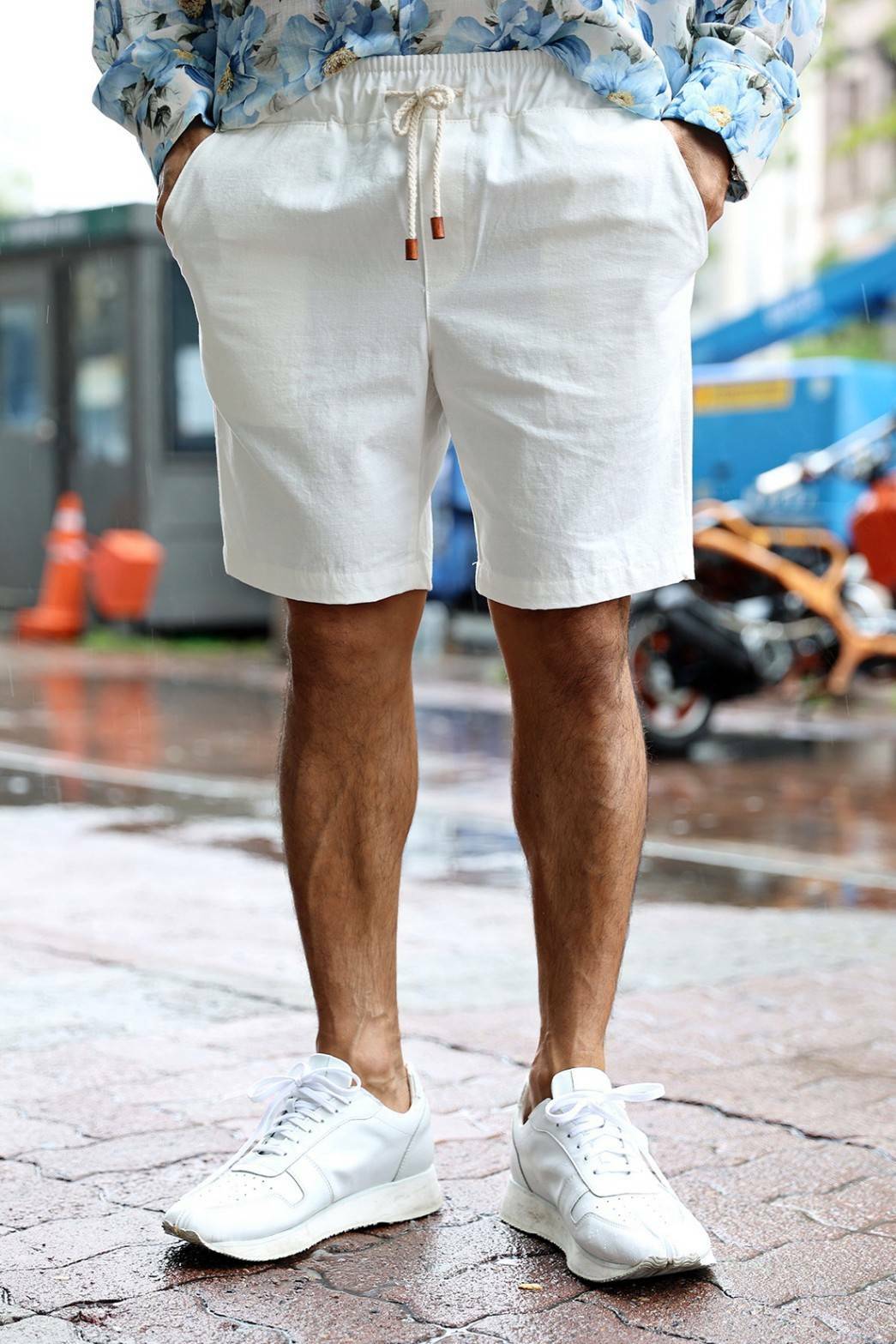 Wood Tip修身亞麻短褲