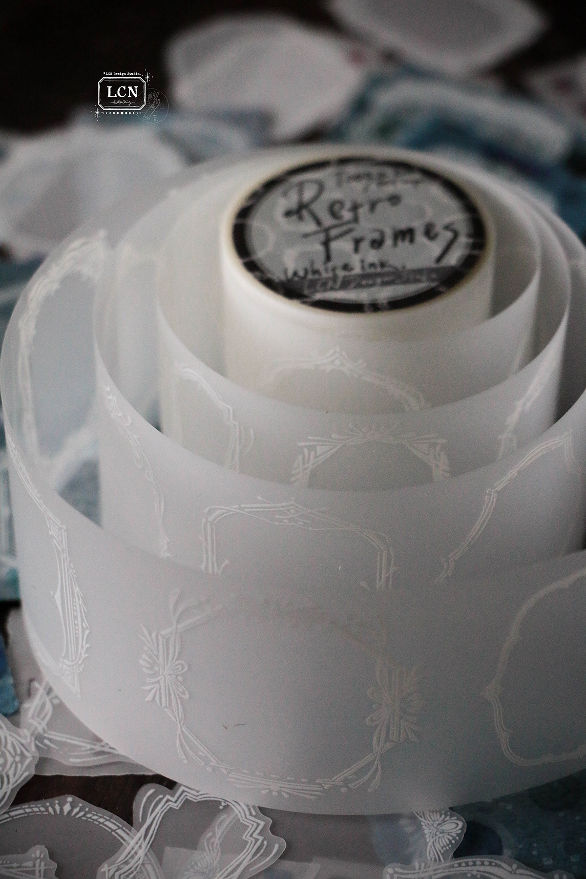 古典邊框 霧面PET膠帶 白墨UV印刷｜吉LCN