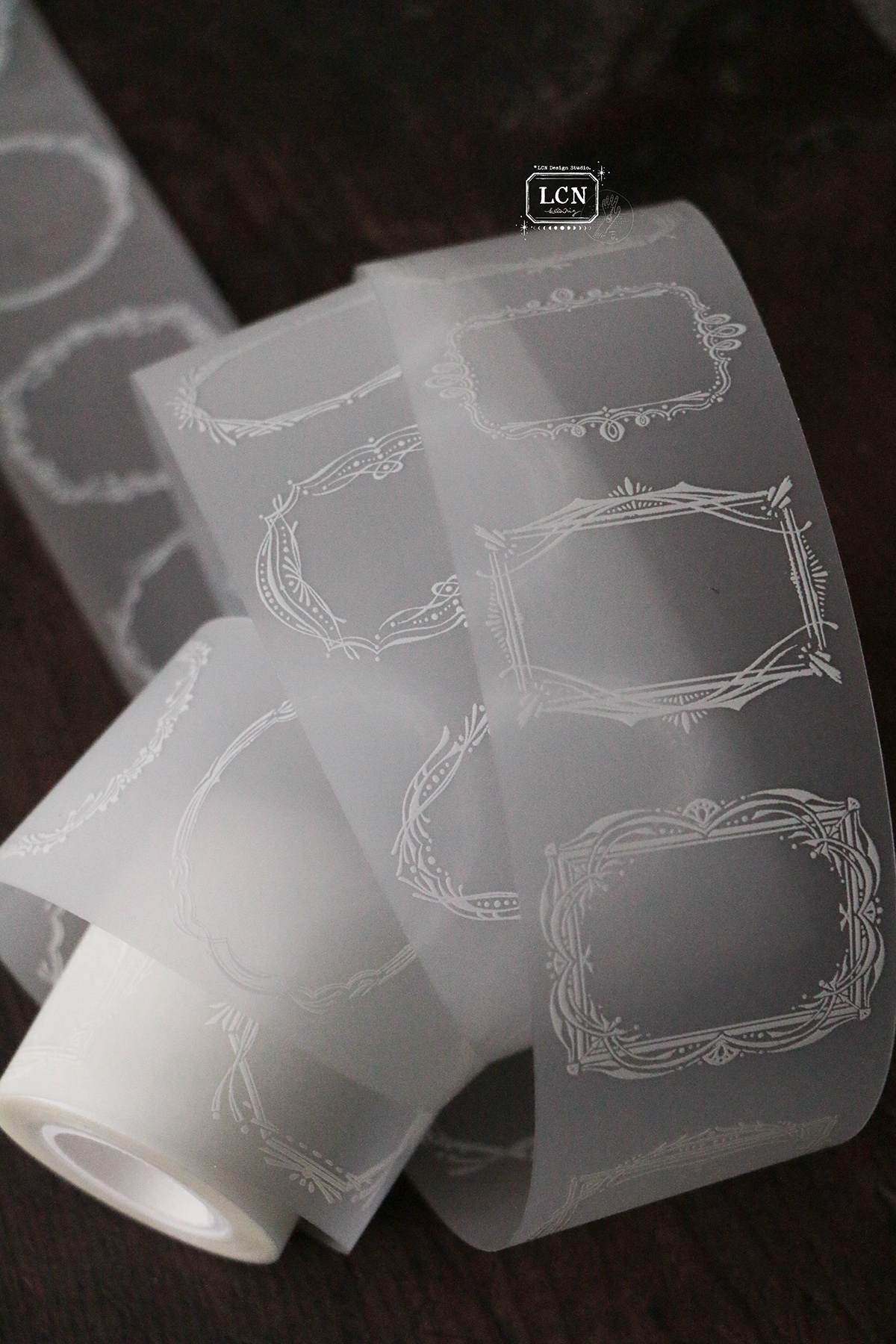 古典邊框 霧面PET膠帶 白墨UV印刷｜吉LCN