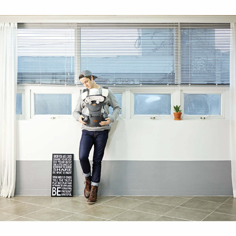 i-angel 2合1 Hello 四季型腰櫈揹帶 - 防水炭灰 IA-125-MC