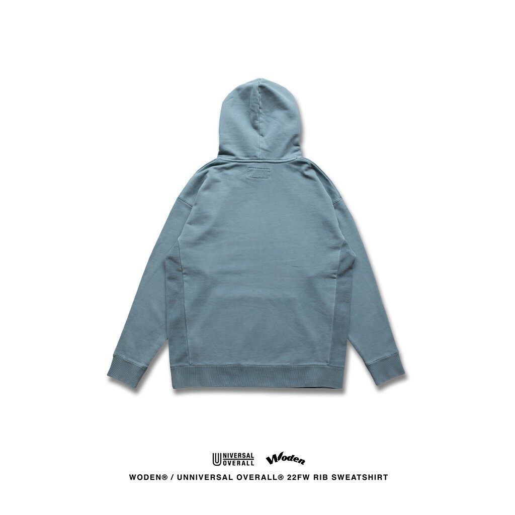 WODEN X Universal Overall Pigment Dye Hoodie 顏料染帽tee (BLUE)