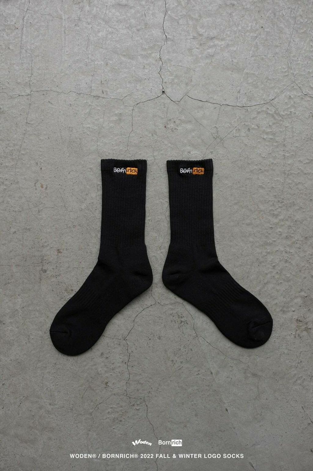 WODEN® / Bornrich® 2022 Fall & Winter LOGO Socks - 黑